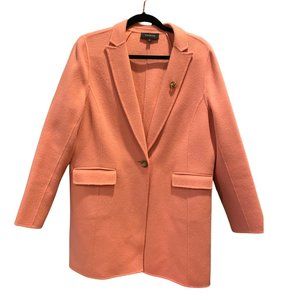 💕sold💕TALBOTS Coat Women's Jacket Salmon Pink Wool Blend Pea Coat Size 14